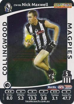 2012 Team Zone AFL Team - Captain Wildcards #CW-04 Nick Maxwell Front